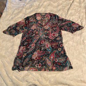 2/$40 Smart Women Sheer Paisley Floral Top Size M NWOT